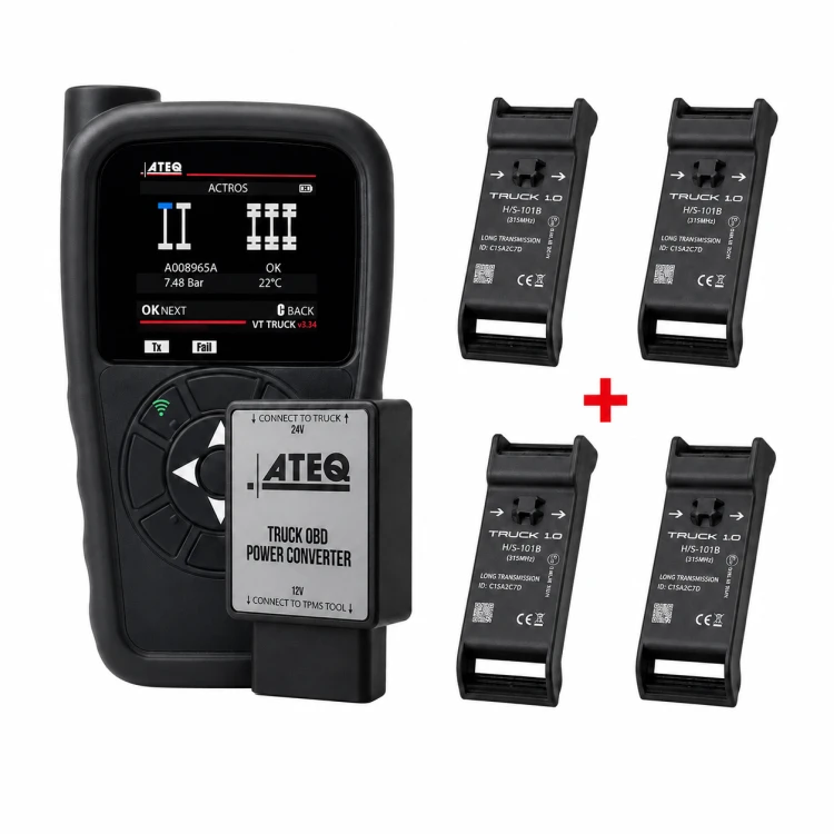 Programator TPMS, w zestawie:: 4 czujniki tpms, model: VT TRUCK 2.0, adaptacja OBD: tak, ATEQ
